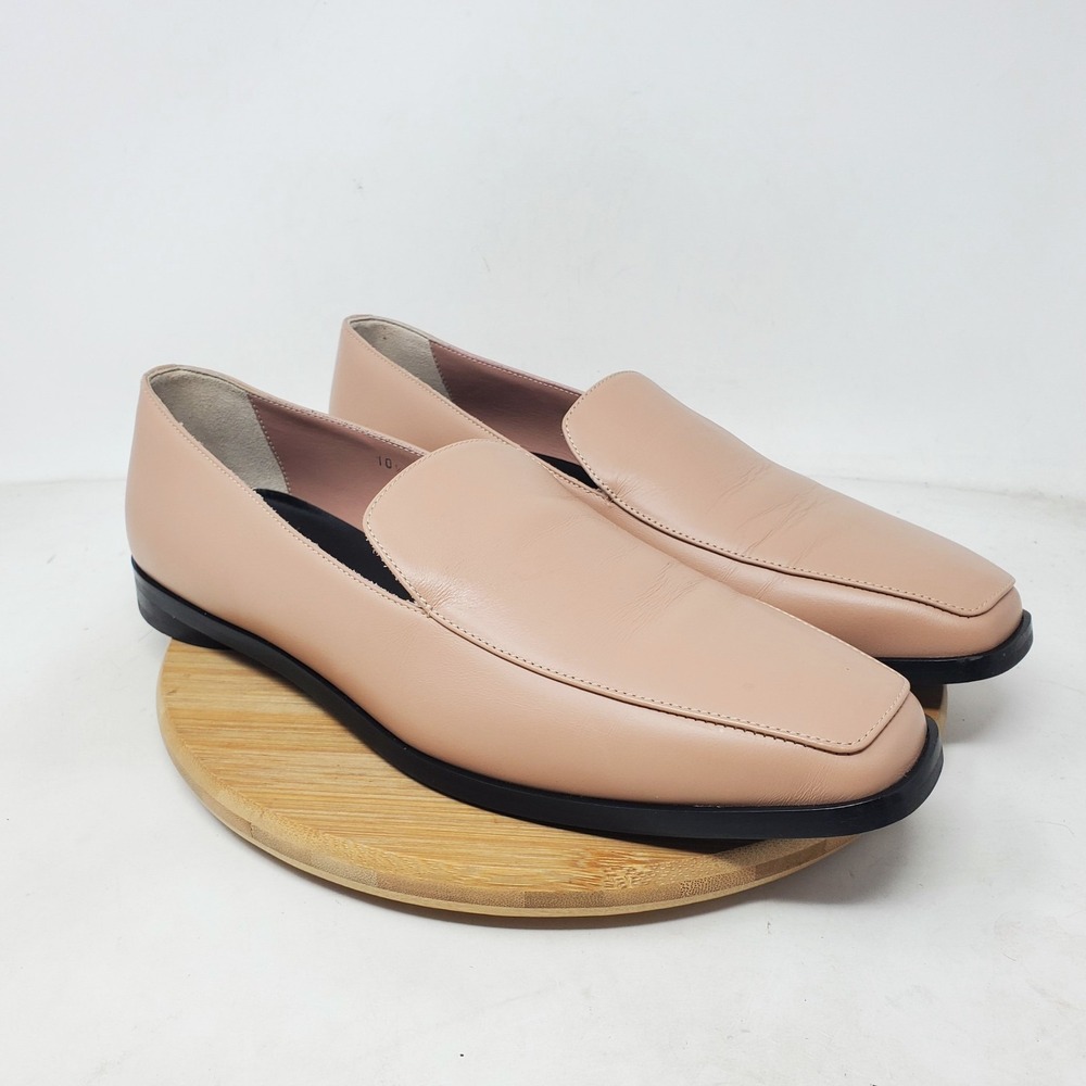 Everlane The 90s Loafer Womens 10.5 Square Toe Nude Leather Slip On Shoes Italy